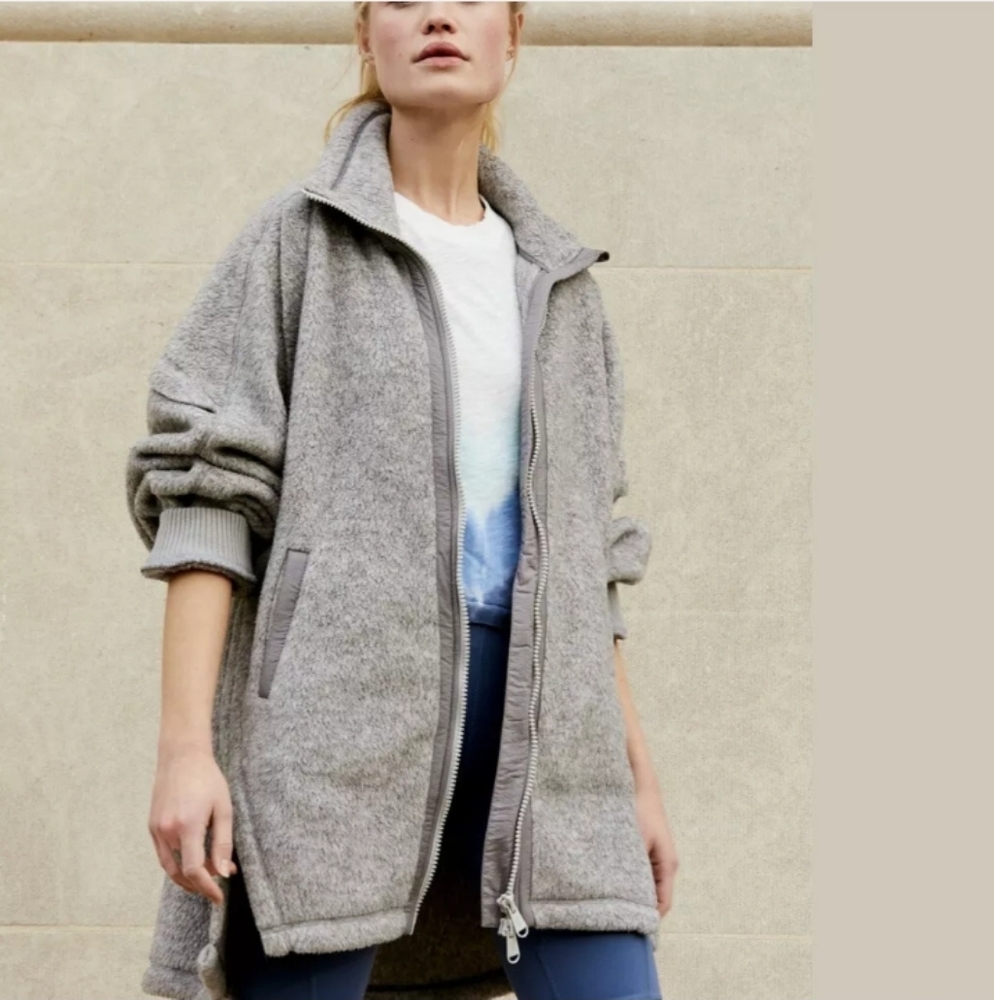 Free People Movement Big Love Polartec Fleece Coat Grey S